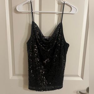 Wishlist Apparel Black Sequin Cowl Neck Tank